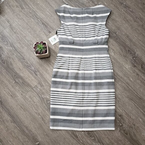 Calvin Klein * Grey White Stripe Shift Dress NEW - Picture 3 of 10